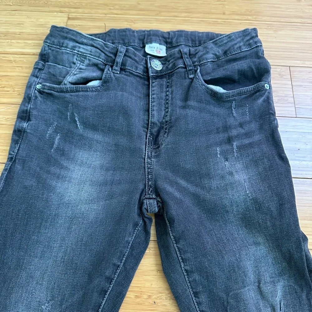 Zara Boys Charcoal Distressed Skinny Jeans | Adjustable Waist | Size 13–14 (164)
